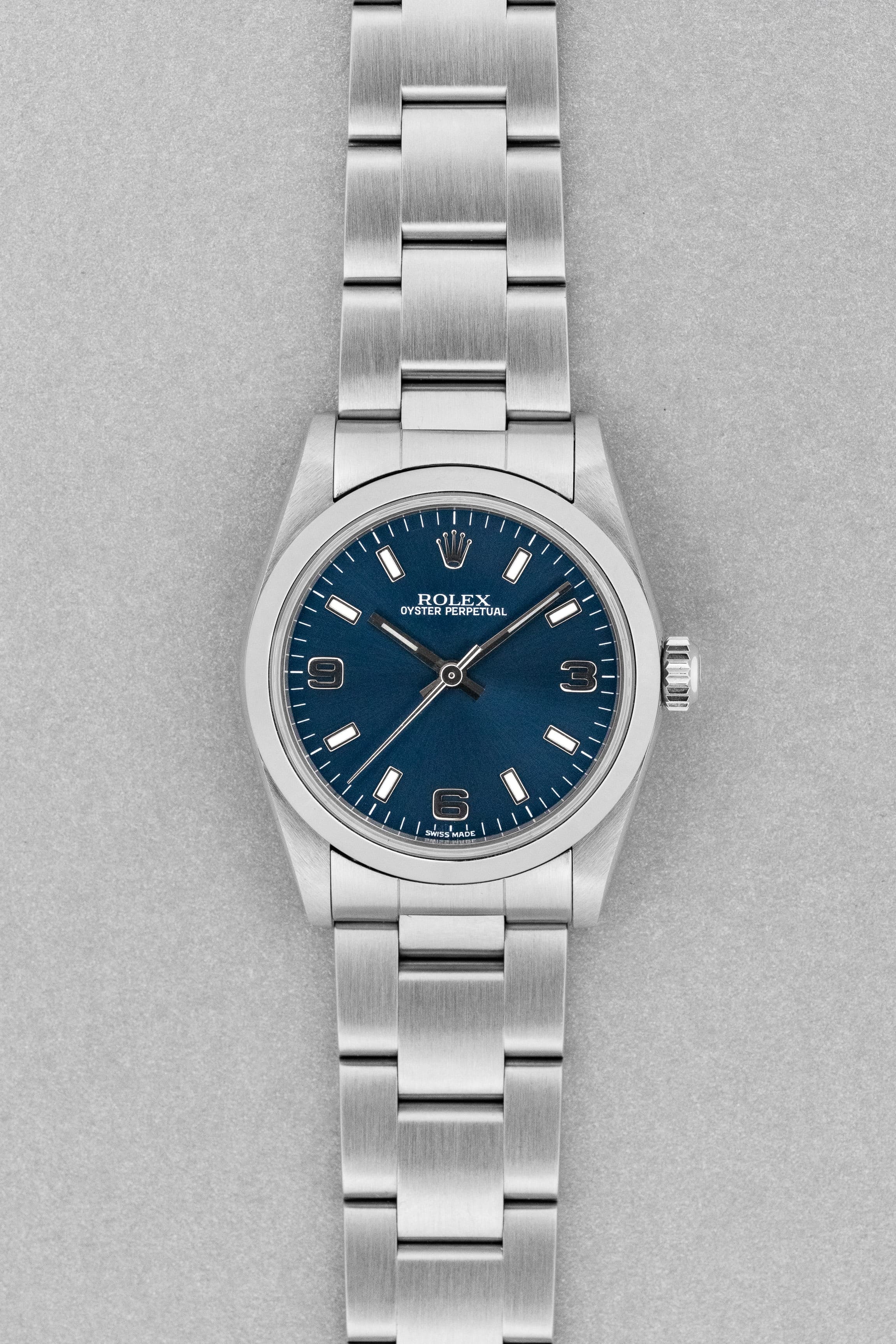 GF7V Rolex Oyster Perpetual 31 ref. 77080 del 2002 – Quadrante blu «Explorer 3-6-9» - Fronte