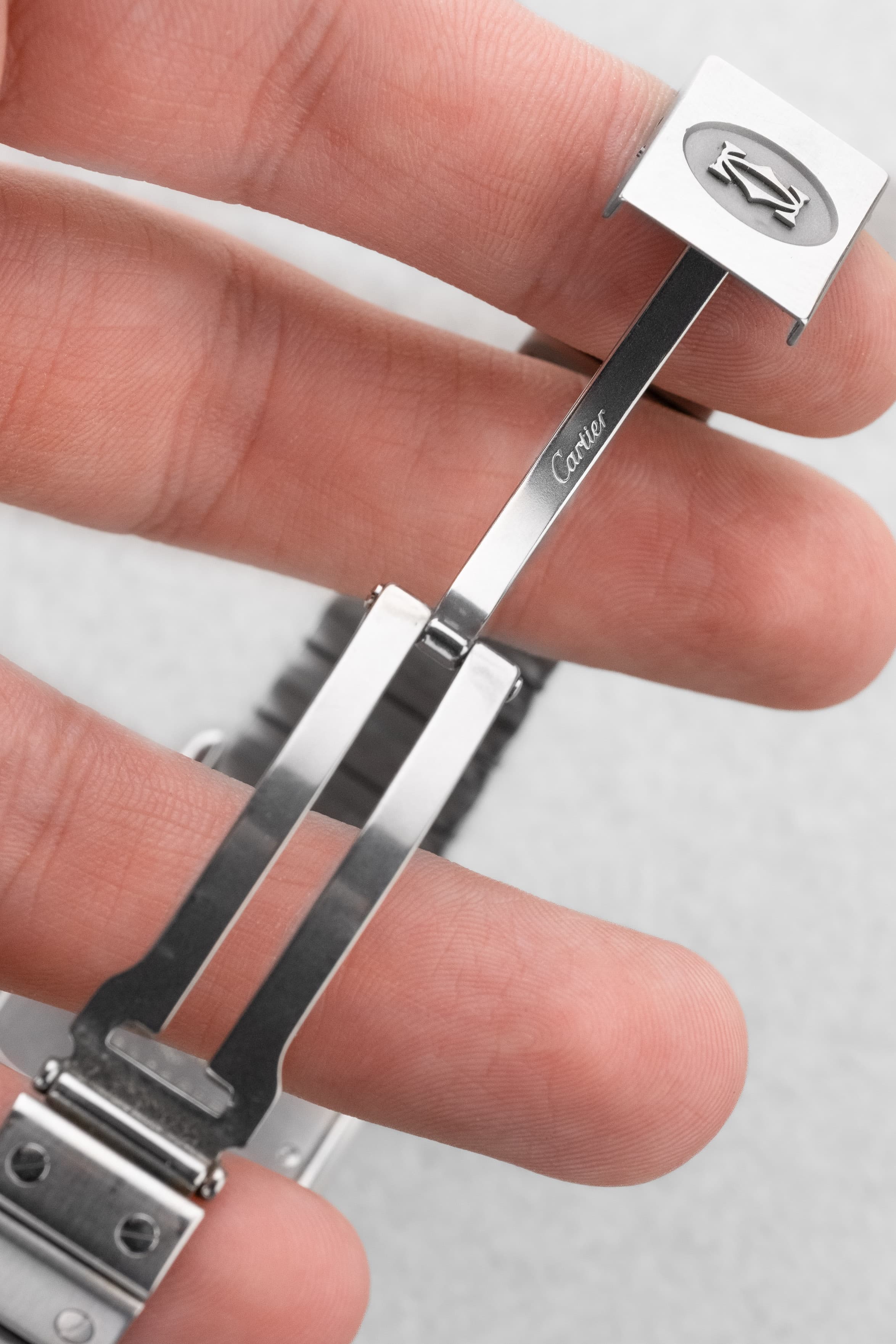 GQWD Cartier Santos Galbée réf. 1564 en acier, circa 2000 - Buckle Inside