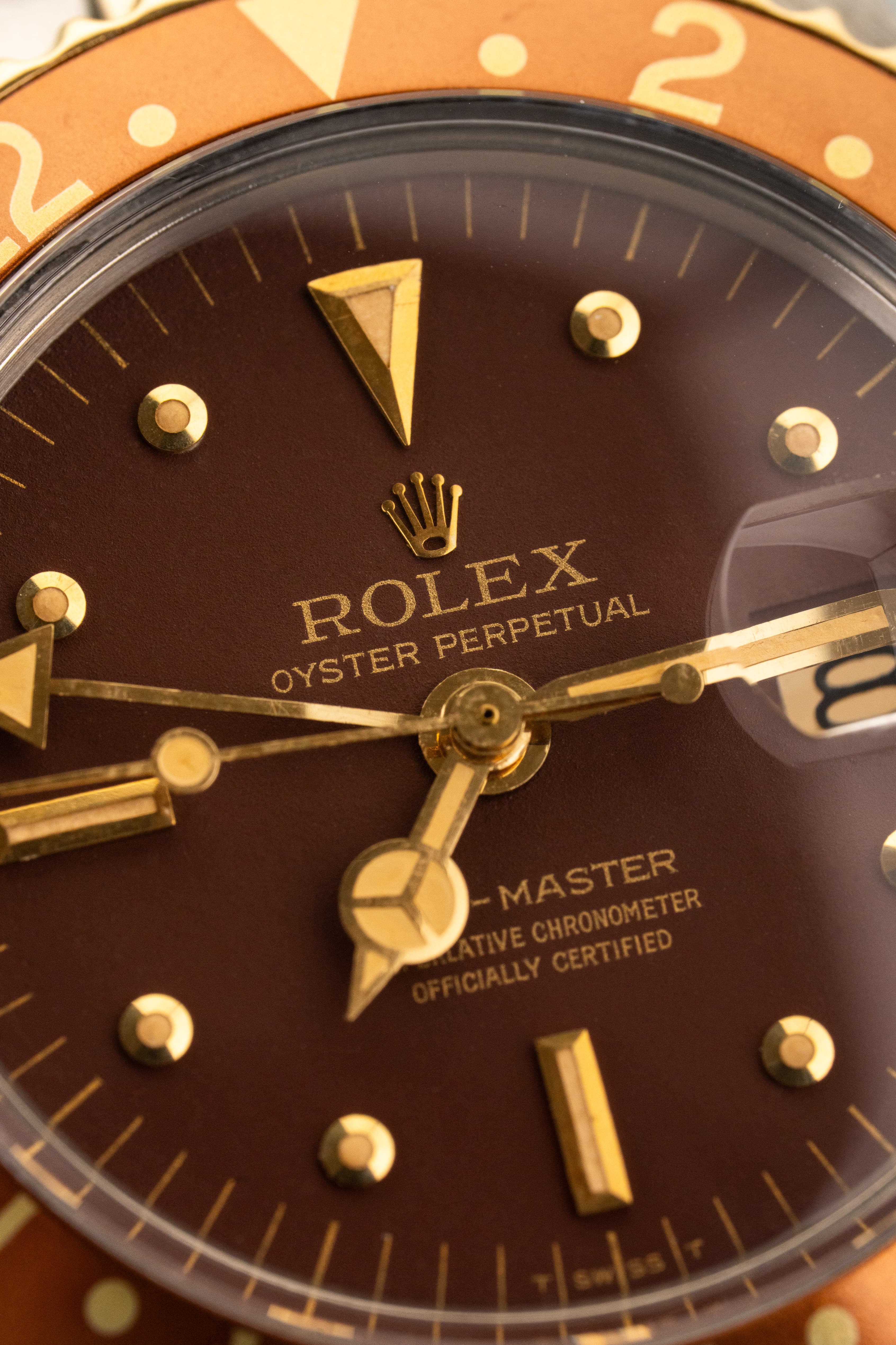 GRYW Rolex GMT-Master 1675/3 不鏽鋼與黃金腕錶，1972 年——Full Set & Hecho en México - 錶盤