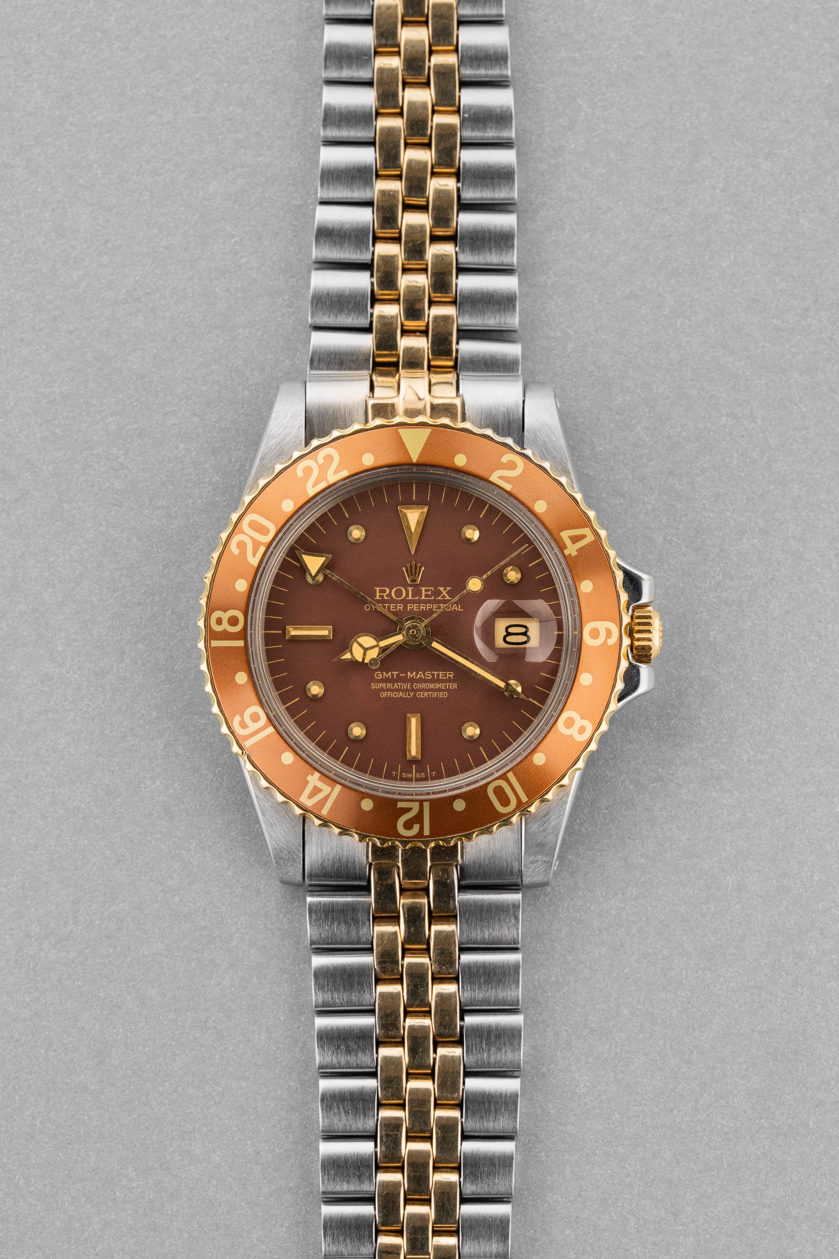 GRYW Rolex GMT-Master 1675/3 不鏽鋼與黃金腕錶，1972 年——Full Set & Hecho en México - 正面