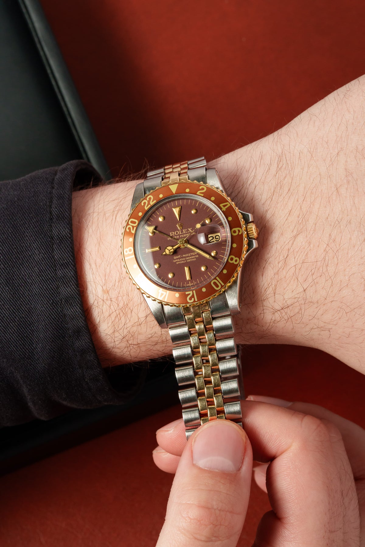 GRYW Rolex GMT-Master 1675/3 不鏽鋼與黃金腕錶，1972 年——Full Set & Hecho en México - 上手照