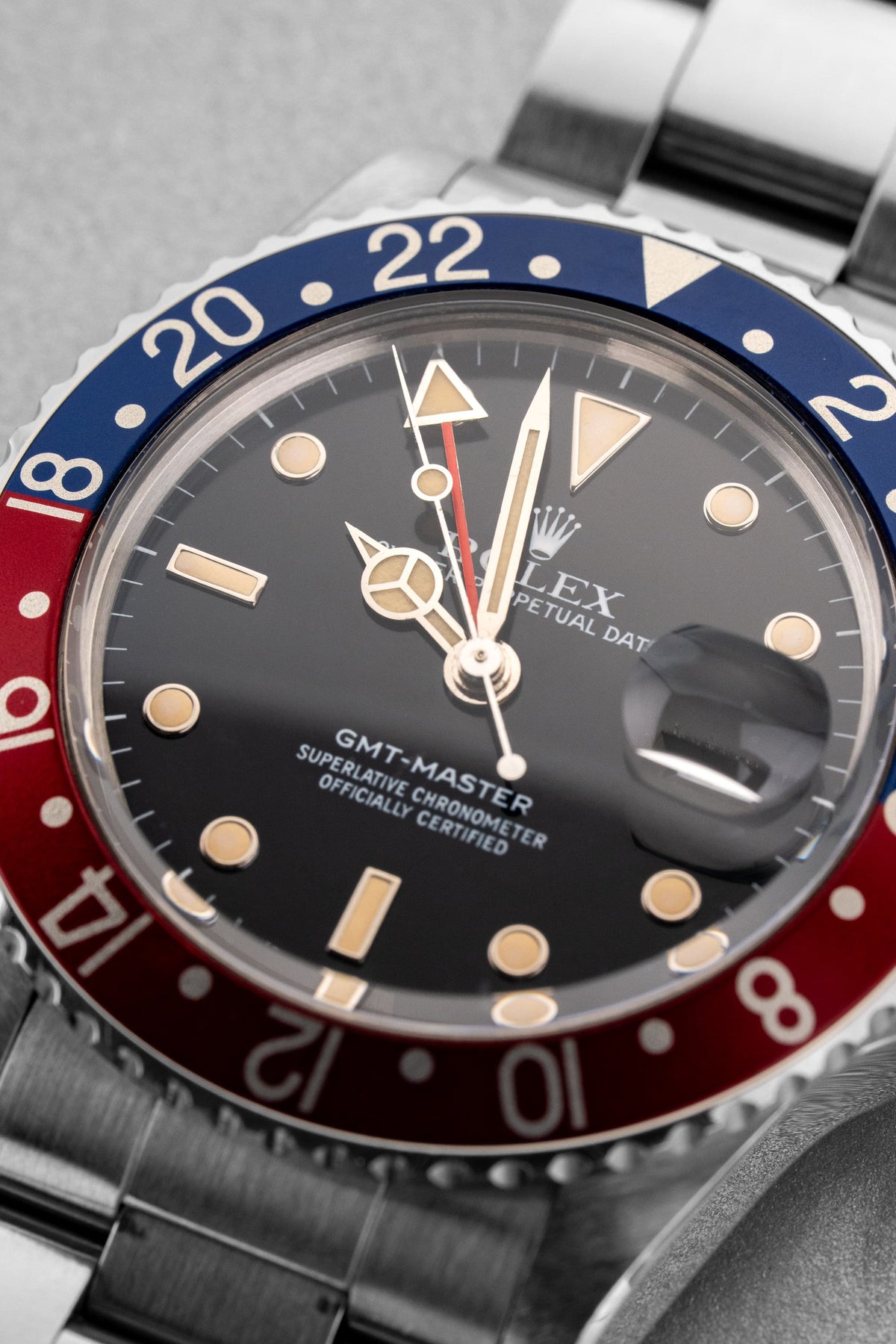 GY5Z 精美的 Rolex GMT-Master 型號 16750，1987 年——N.O.S. + 原廠 Rolex Sticker - 錶盤
