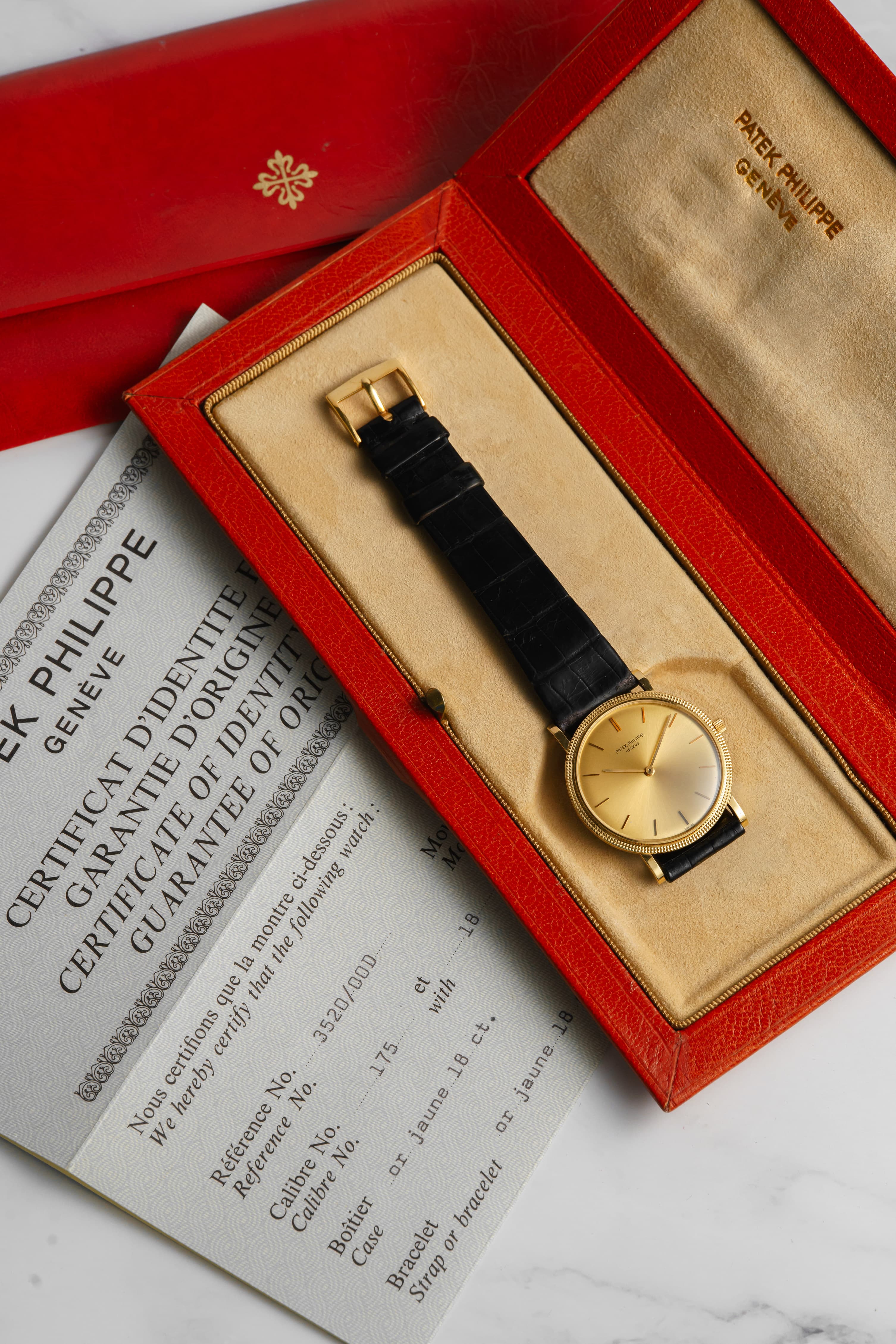 JDML Великолепные Patek Philippe Calatrava ref. 3520 из жёлтого золота 1976–1983 гг. — в идеальном состоянии, Full Set, First Series - Полный комплект