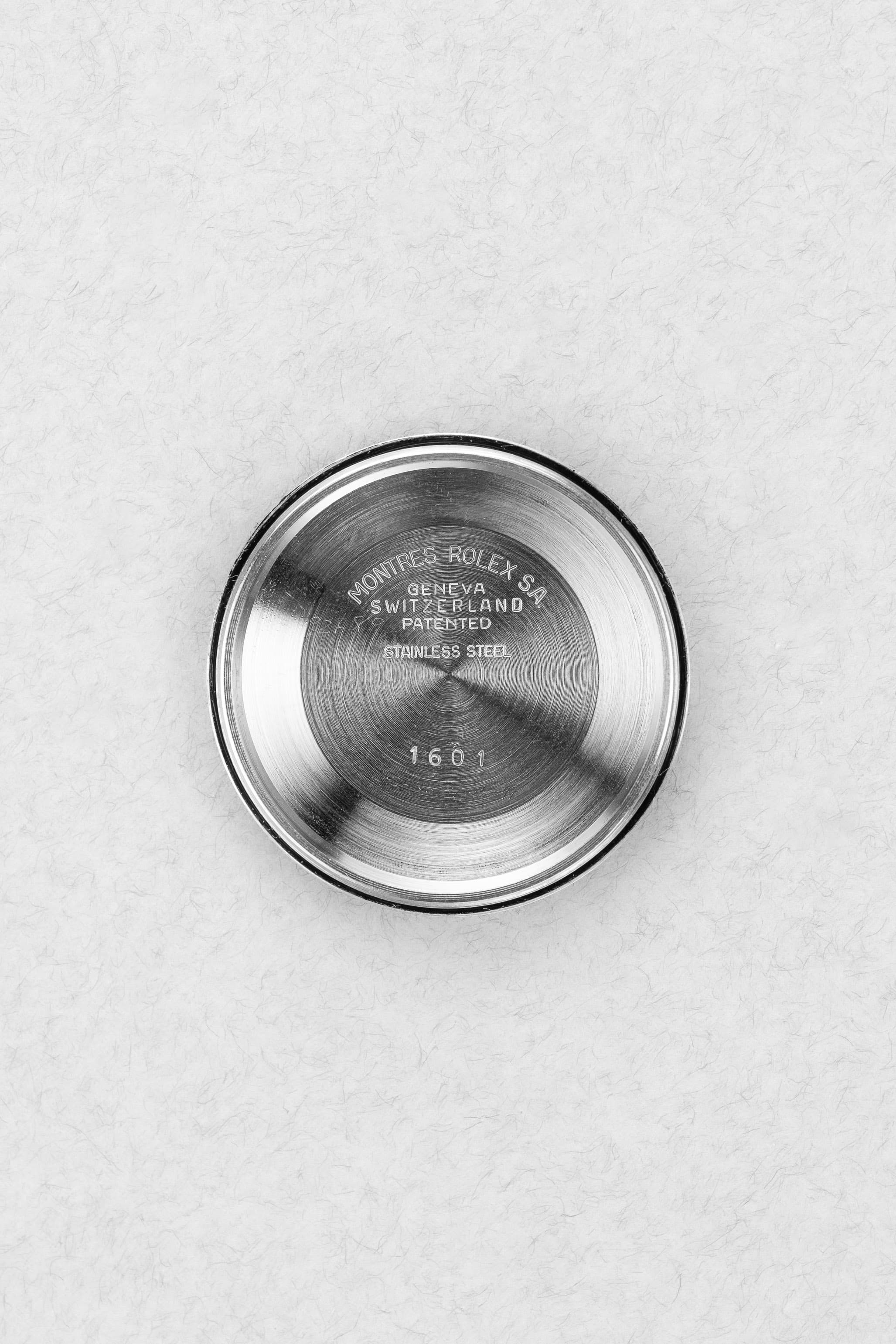 KU2W Rolex Datejust réf. 1601 « Champagne Wide Boy Sigma » de 1974 en acier et or jaune - Inside case back