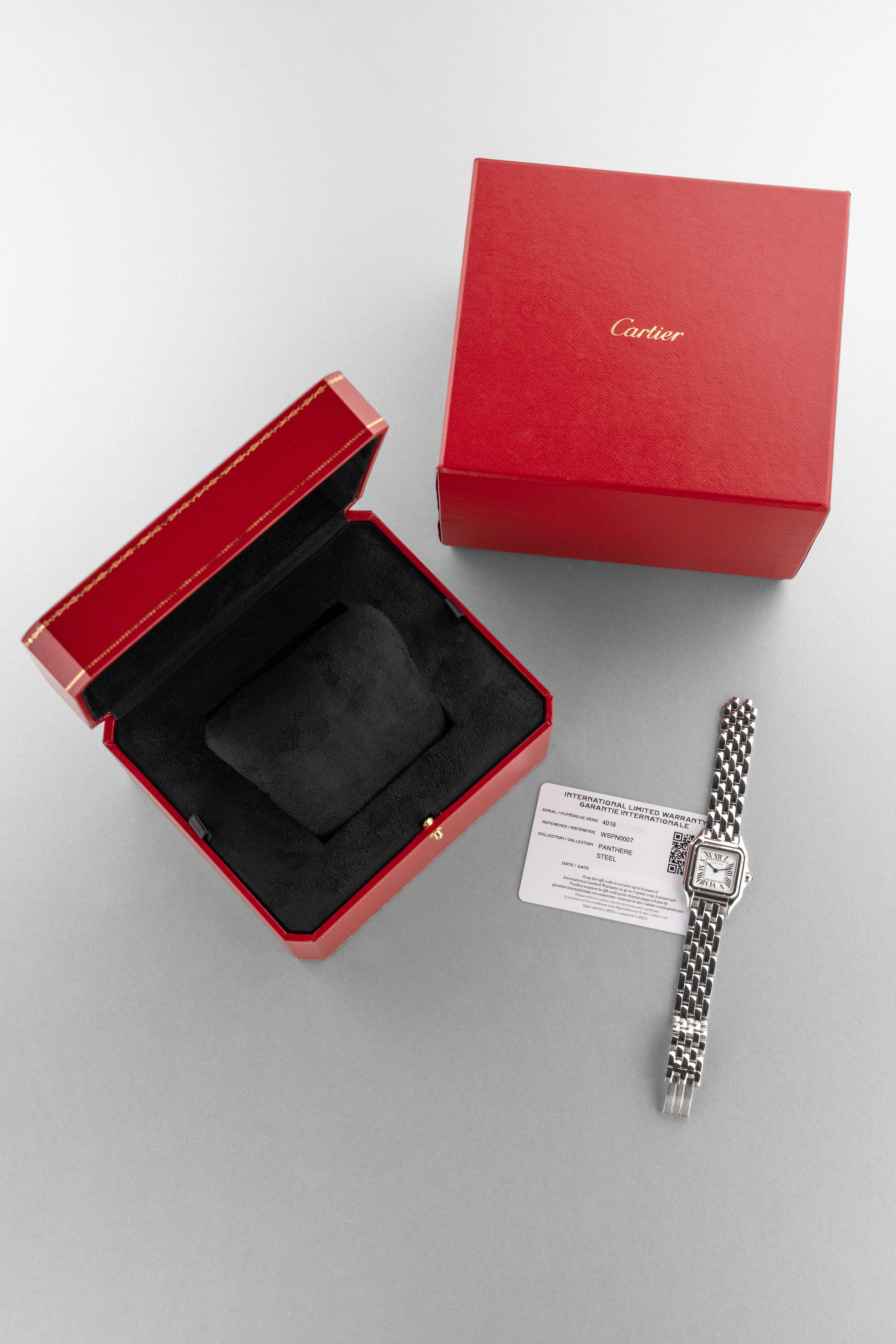 L5NF Cartier Panthère « Moyen Modèle » réf. 4016/WSPN0007 en acier, circa 2023 – Full set - Set