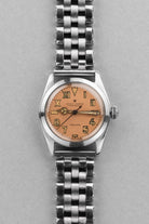 PVZW Soberbo e Raro Rolex Speedking ref. 4220 de 1943 – Mostrador « Salmon California » em Radium, Flat Back - Frente