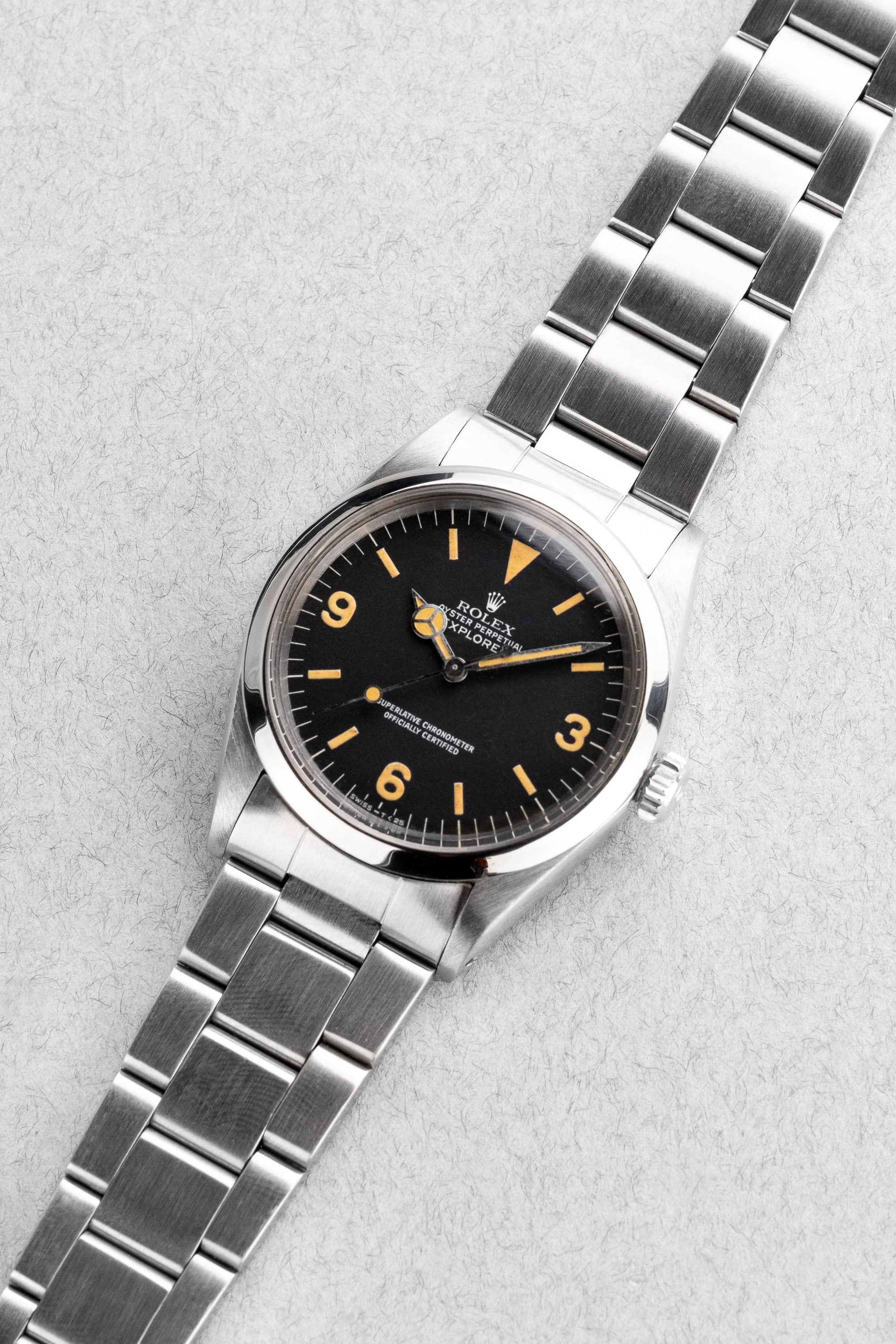 Q8UG Superbe Rolex Explorer 1016 Mark 3 « Pumpkin Patina » - Three Quarters