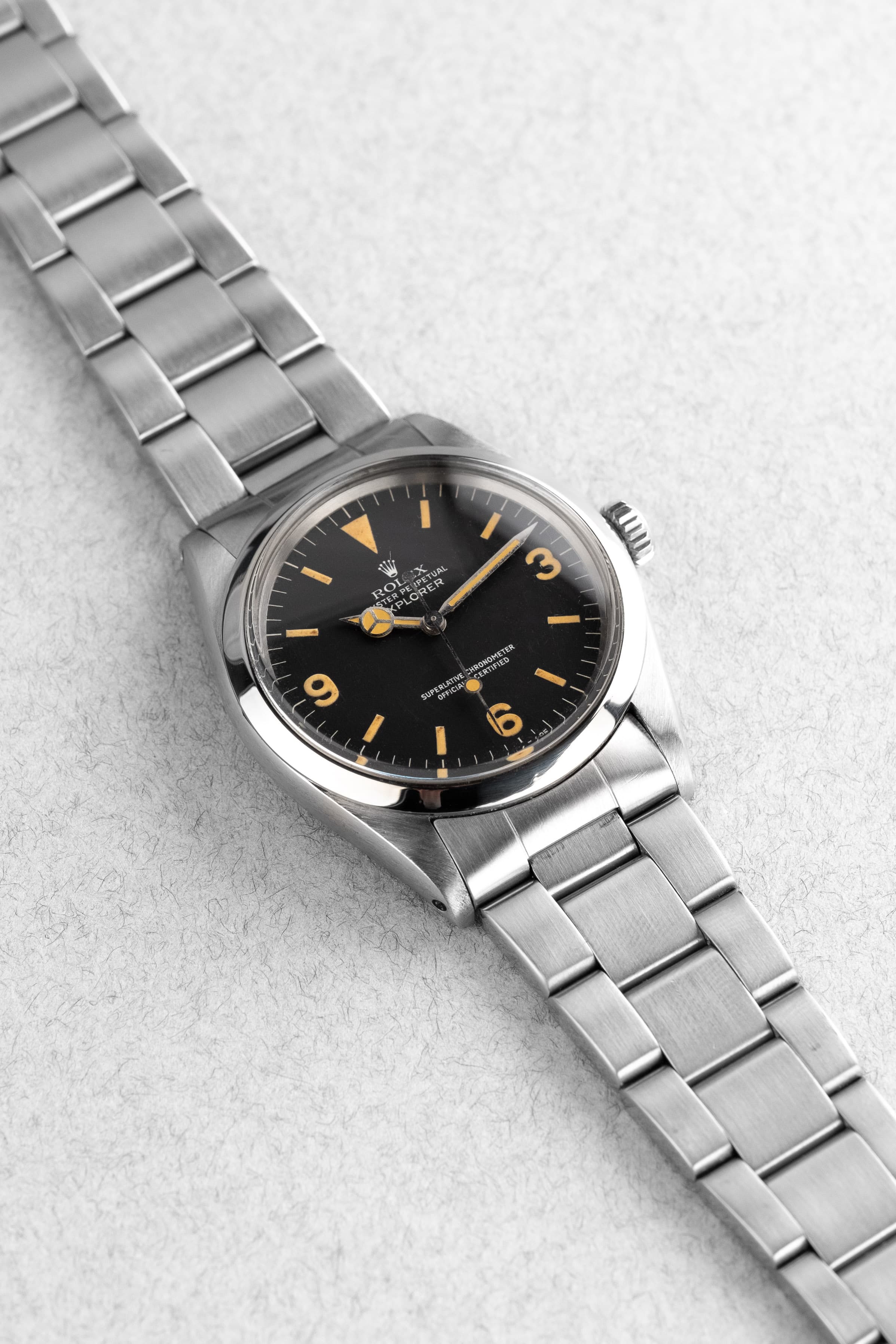 Q8UG Superbe Rolex Explorer 1016 Mark 3 « Pumpkin Patina » - Three Quarters