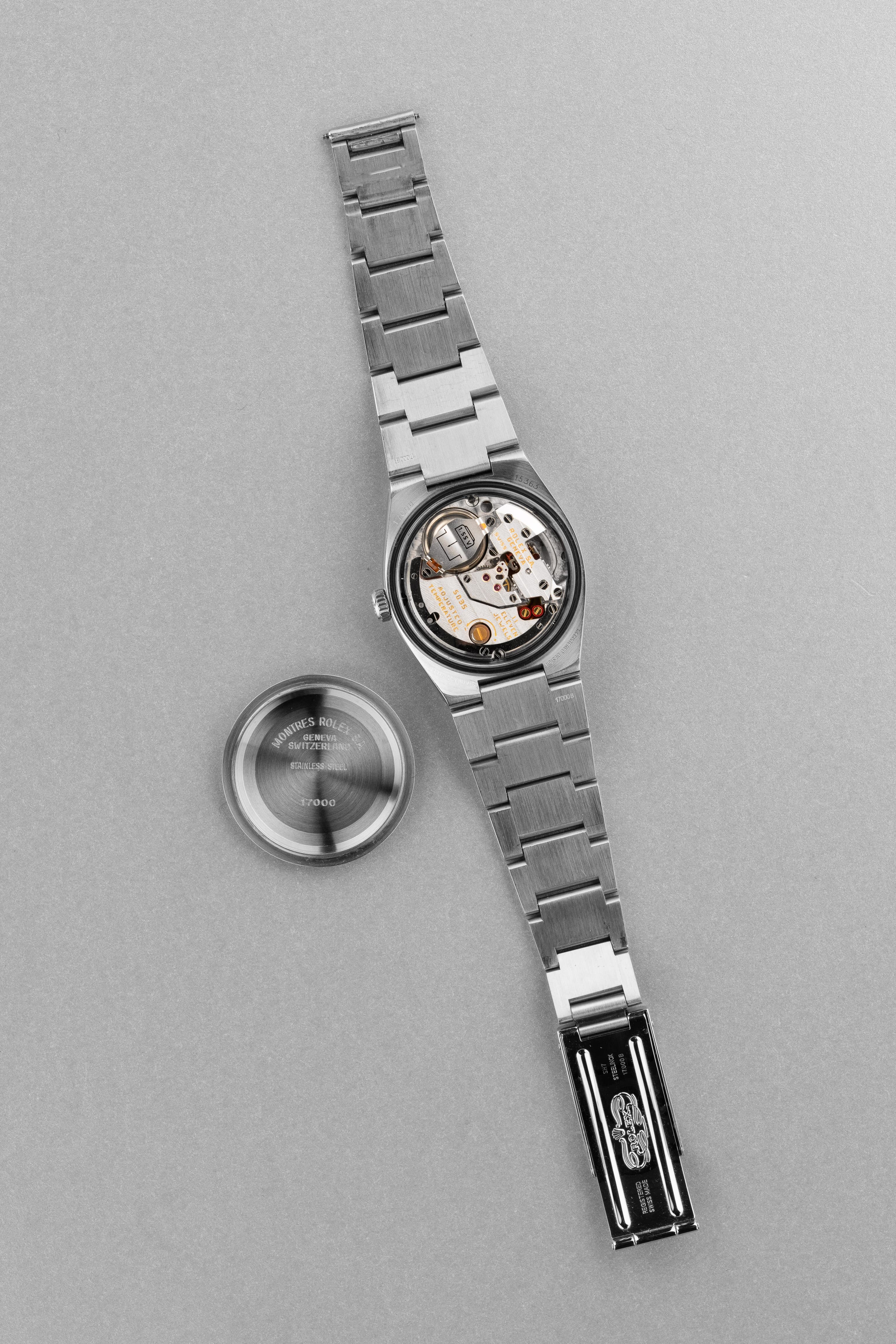 QVEG Superbe Rolex Datejust Oysterquartz réf. 17000 de 1990 – Cadran bleu - Inside case back