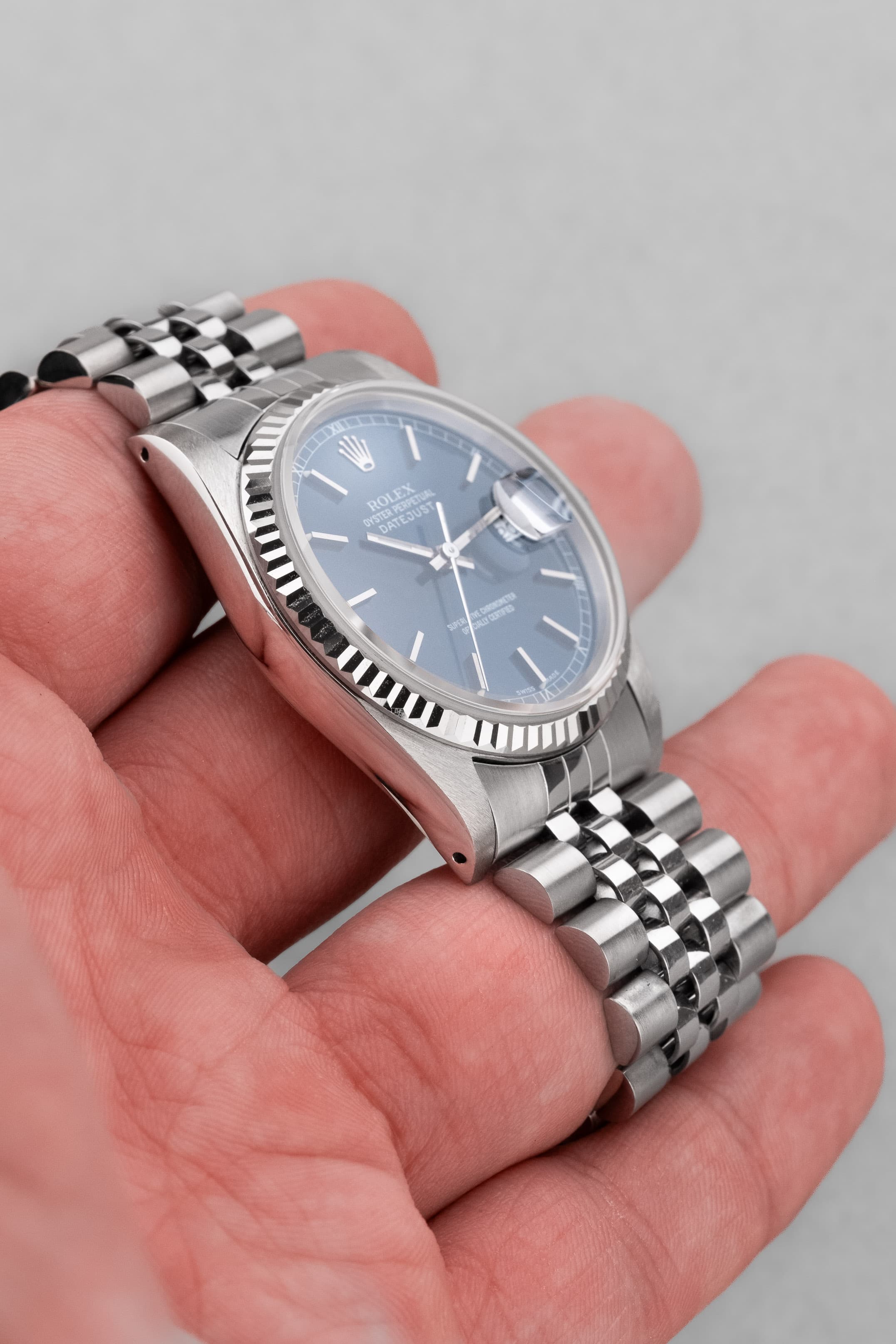 R9LP Rolex Datejust réf. 16234 de 1989 – Cadran Bleu - Left side
