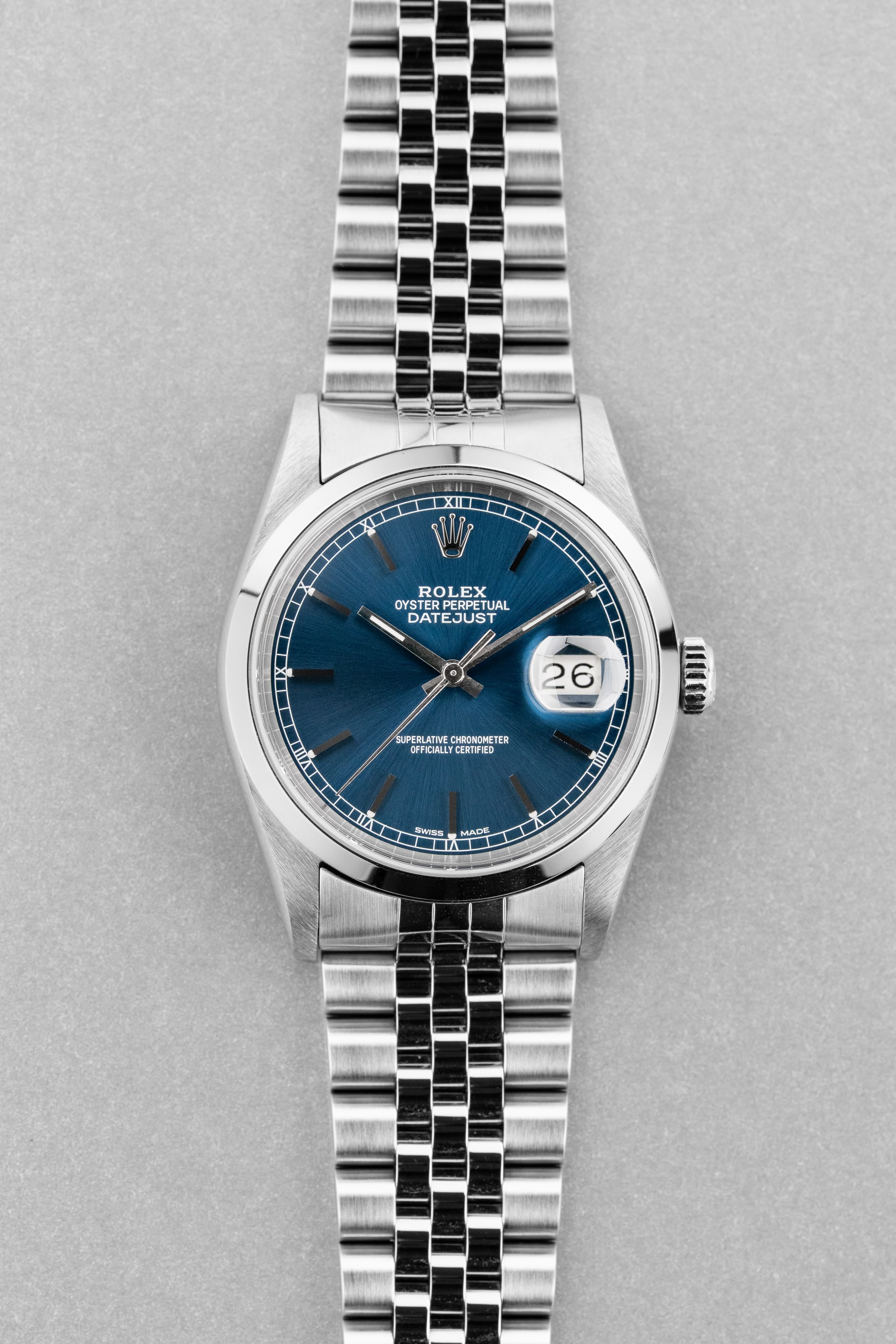 SE66 Rolex Datejust réf. 16200 de 2000 en acier – Cadran Bleu - Front