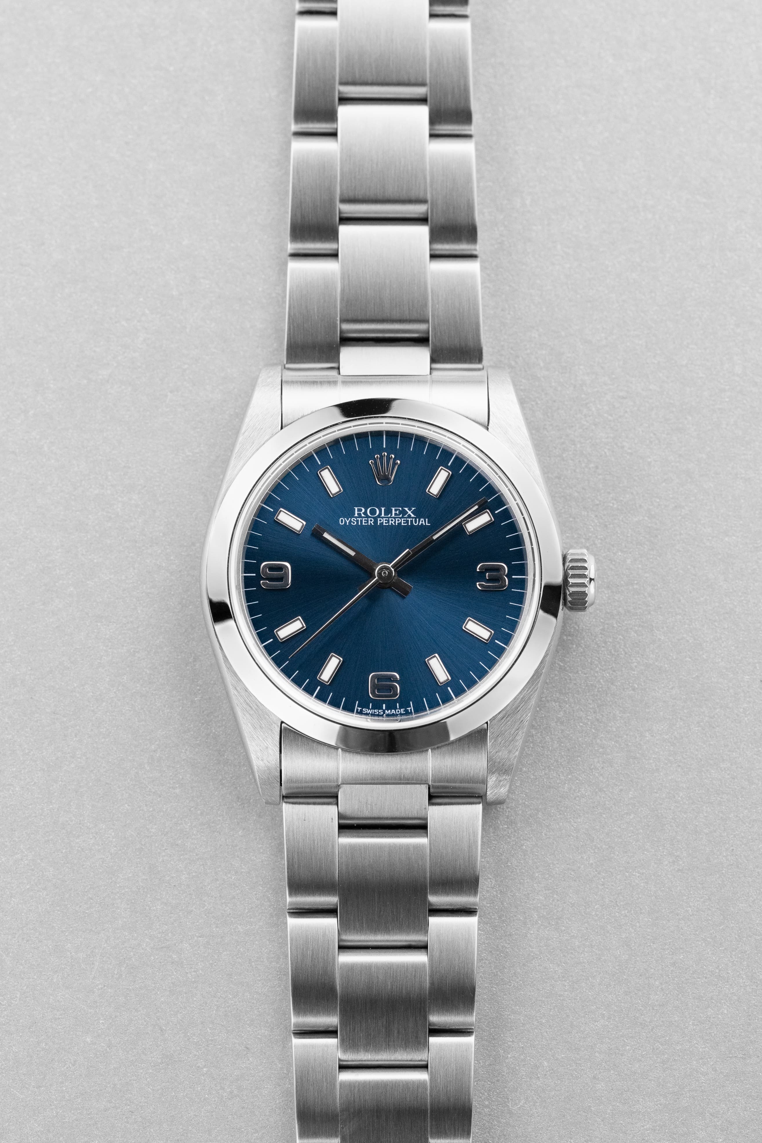 SGNE Rolex Oyster Perpetual 31 ref. 67480 1997 г. — синий циферблат «Explorer 3-6-9», оригинальная гарантия, идеальное состояние - Спереди