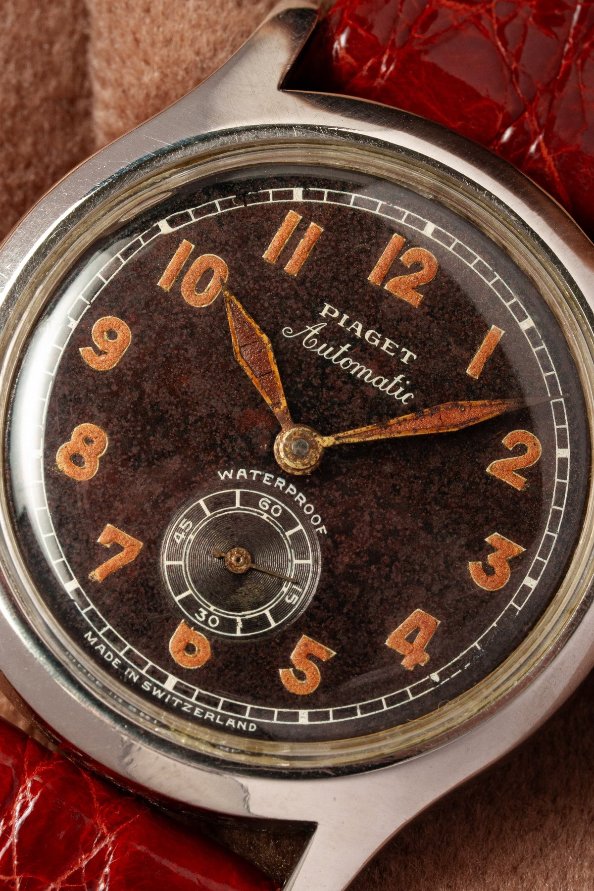 SJNV Extremely Rare and Astonishing Piaget “Military” Automatic in Steel, circa 1945 - Dial