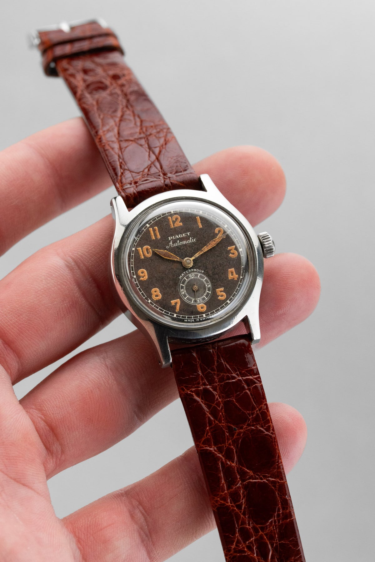 SJNV Extremely Rare and Astonishing Piaget “Military” Automatic in Steel, circa 1945 - Overview