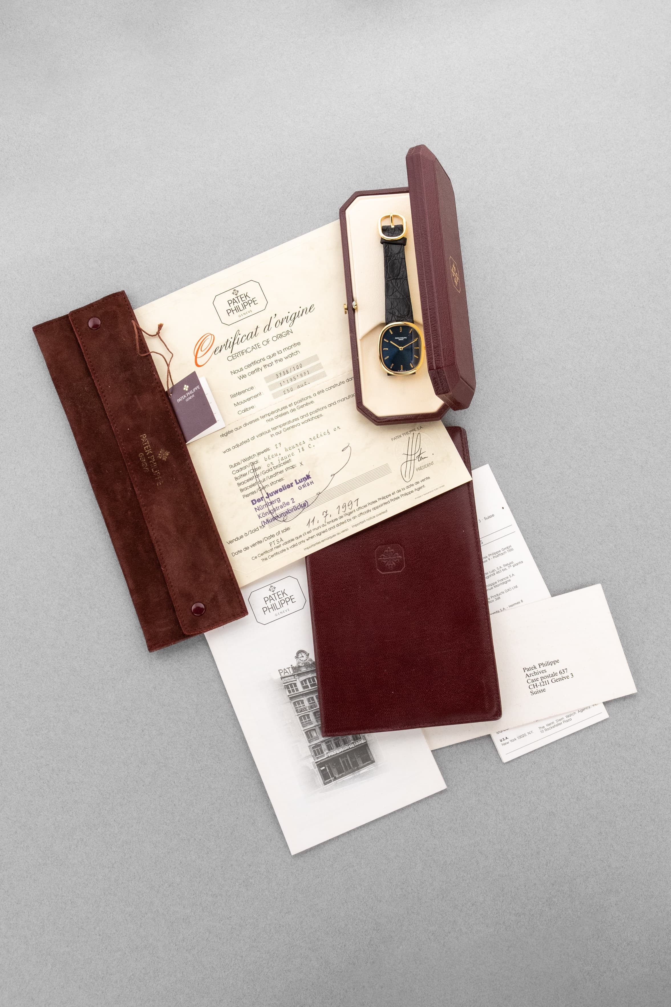 SZRR Superbe Patek Philippe Ellipse d'Or « Jumbo » réf. 3738 Automatique Sigma, Full Set, Cal. 240 Micro-Rotor - Set