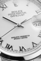 TPHB Rolex Datejust ref. 16200 스틸, 2004-2005년 – 오리지널 보증서 + 「White Roman No Lume」 다이얼 - 다이얼
