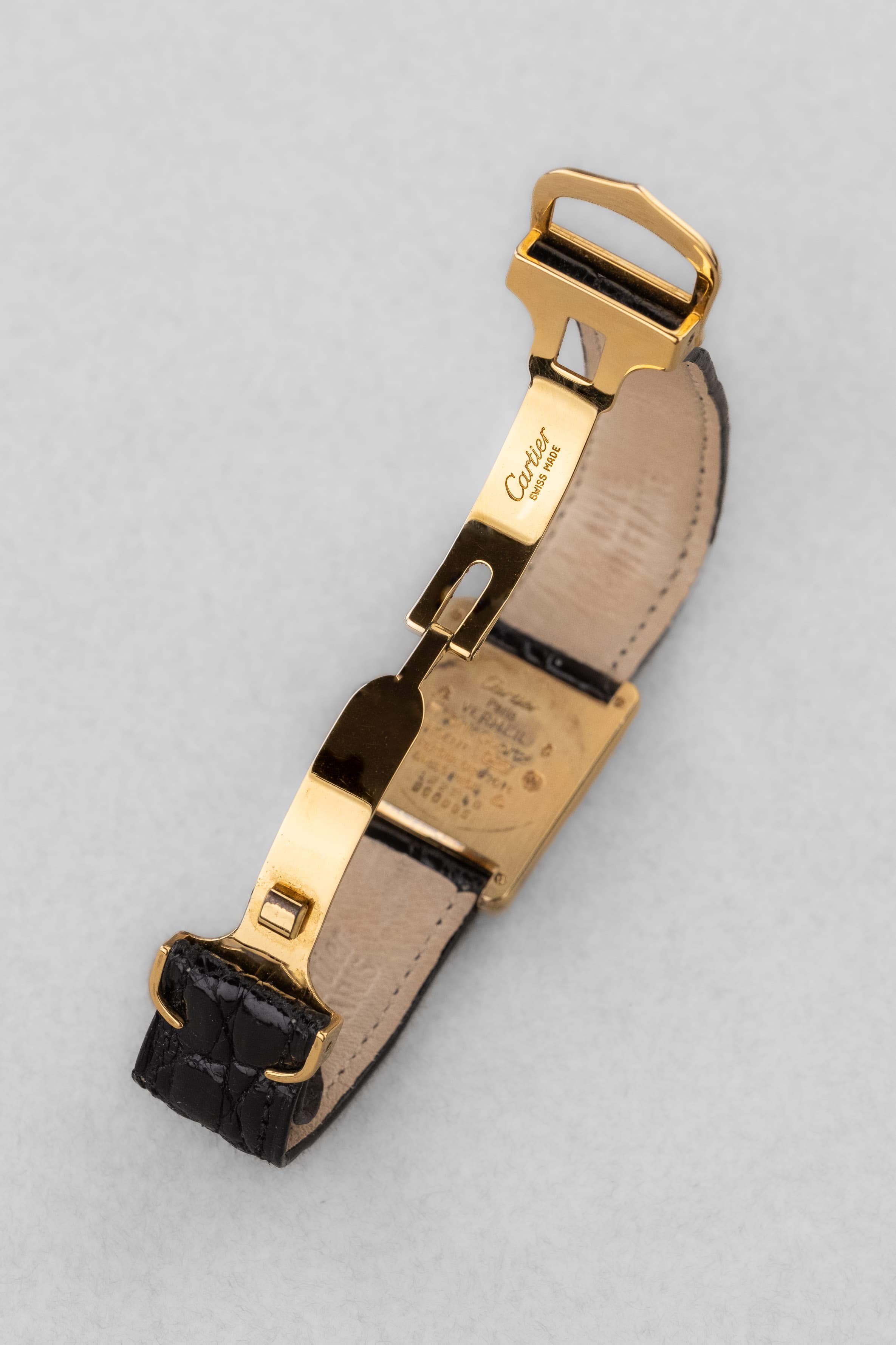 VH1J Cartier Tank Must Quartz GM 5 « Art Déco Grey & White Roman 3-6-9-12 » - Buckle Inside