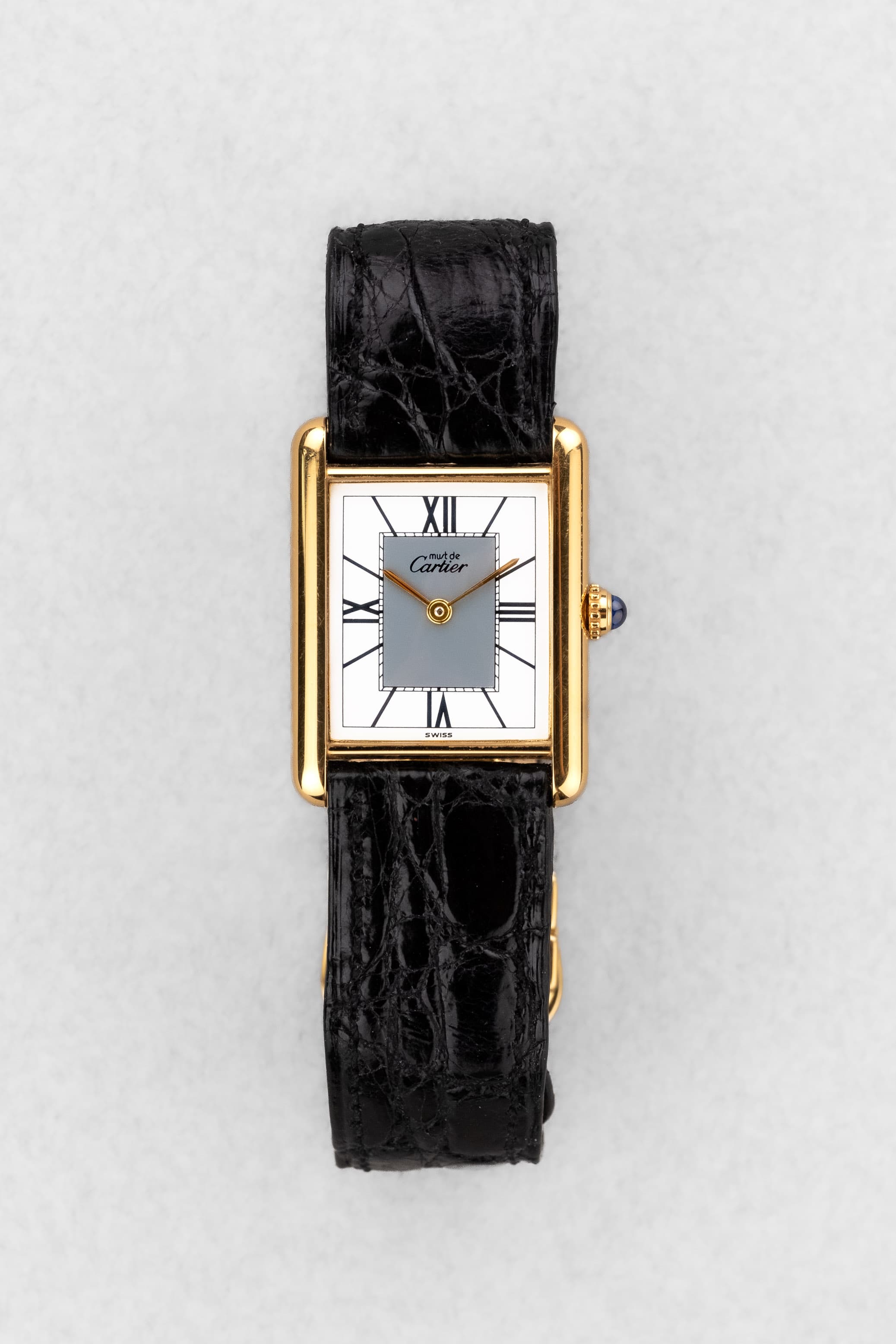 VH1J Cartier Tank Must Quartz GM 5 « Art Déco Grey & White Roman 3-6-9-12 » - Front
