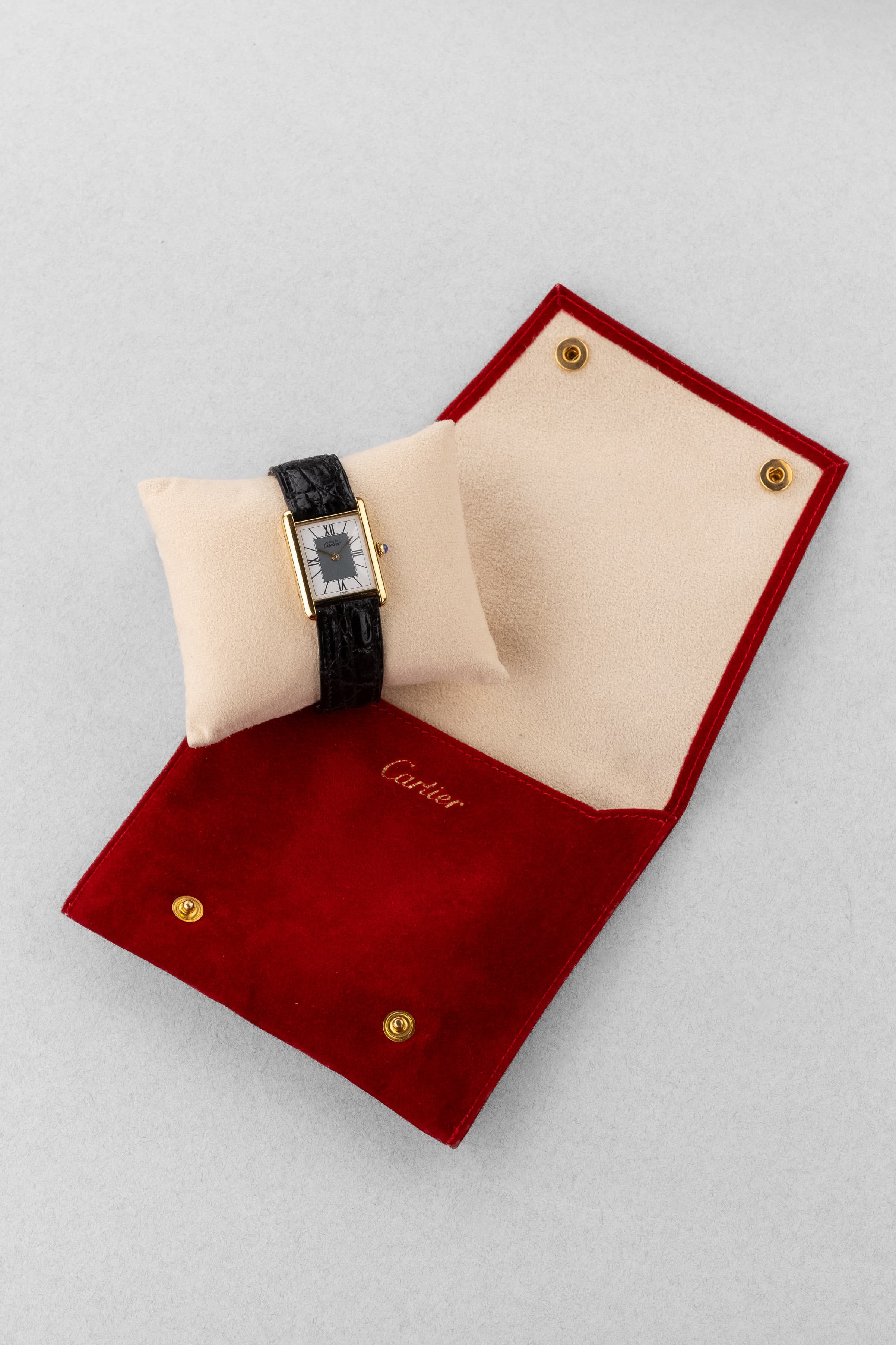 VH1J Cartier Tank Must Quartz GM 5 « Art Déco Grey & White Roman 3-6-9-12 » - Set