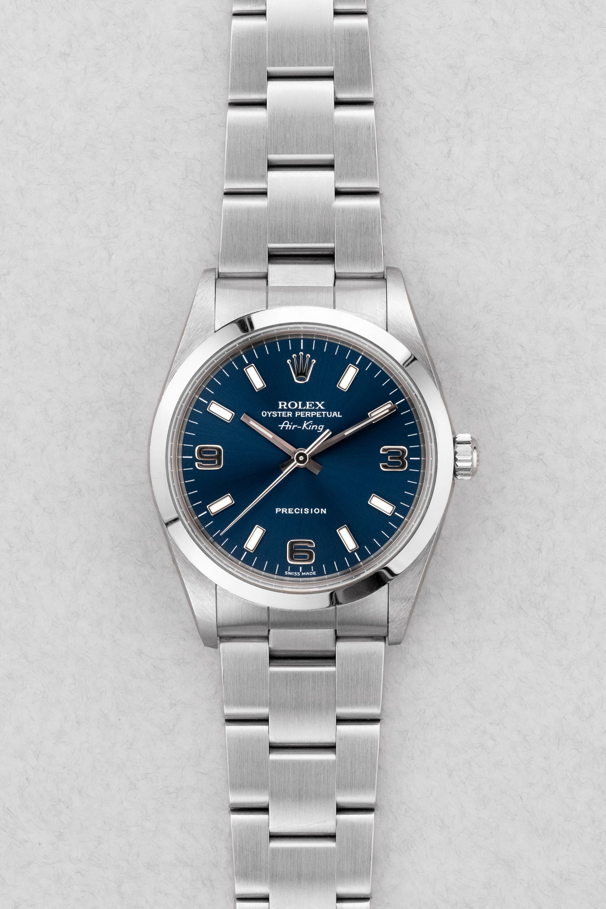 VKYF Rolex Air-King réf. 14000 de 1999 – Cadran bleu « Explorer 3-6-9 » - Front
