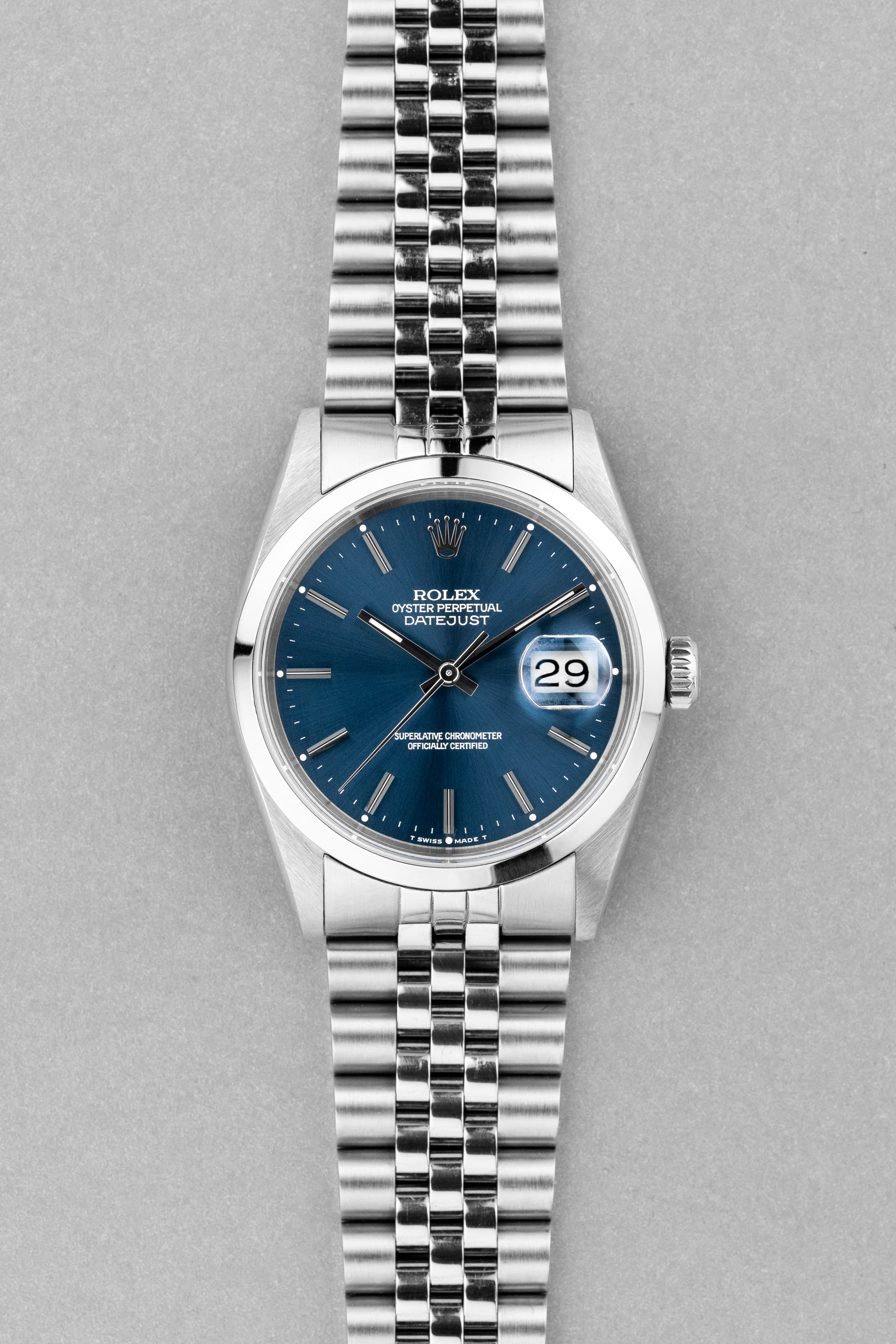 VSUY Rolex Datejust ref. 16200 из стали, 1990 г. — синий циферблат + оригинальная гарантия - Спереди