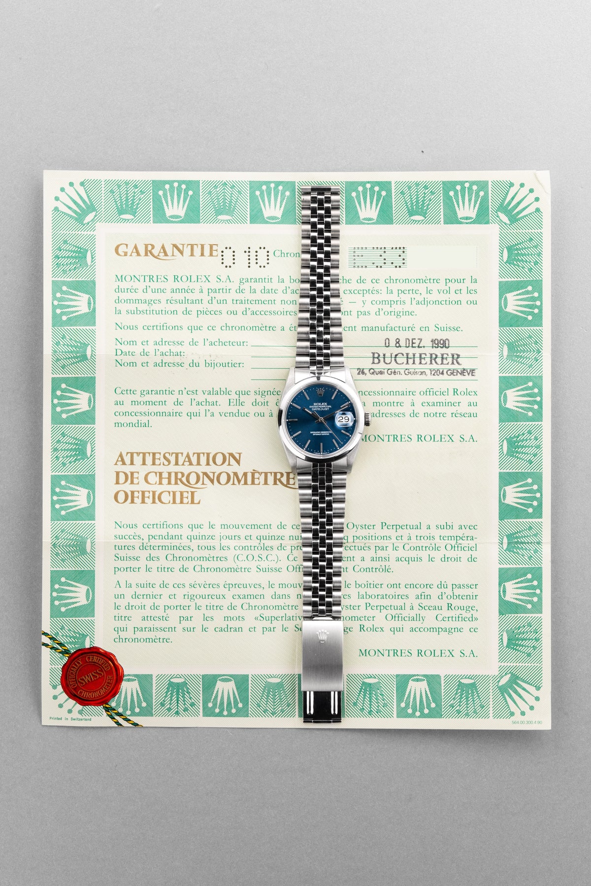 VSUY 1990 Rolex Datejust Ref. 16200 in Steel – Blue Dial + Original Warranty - Papers
