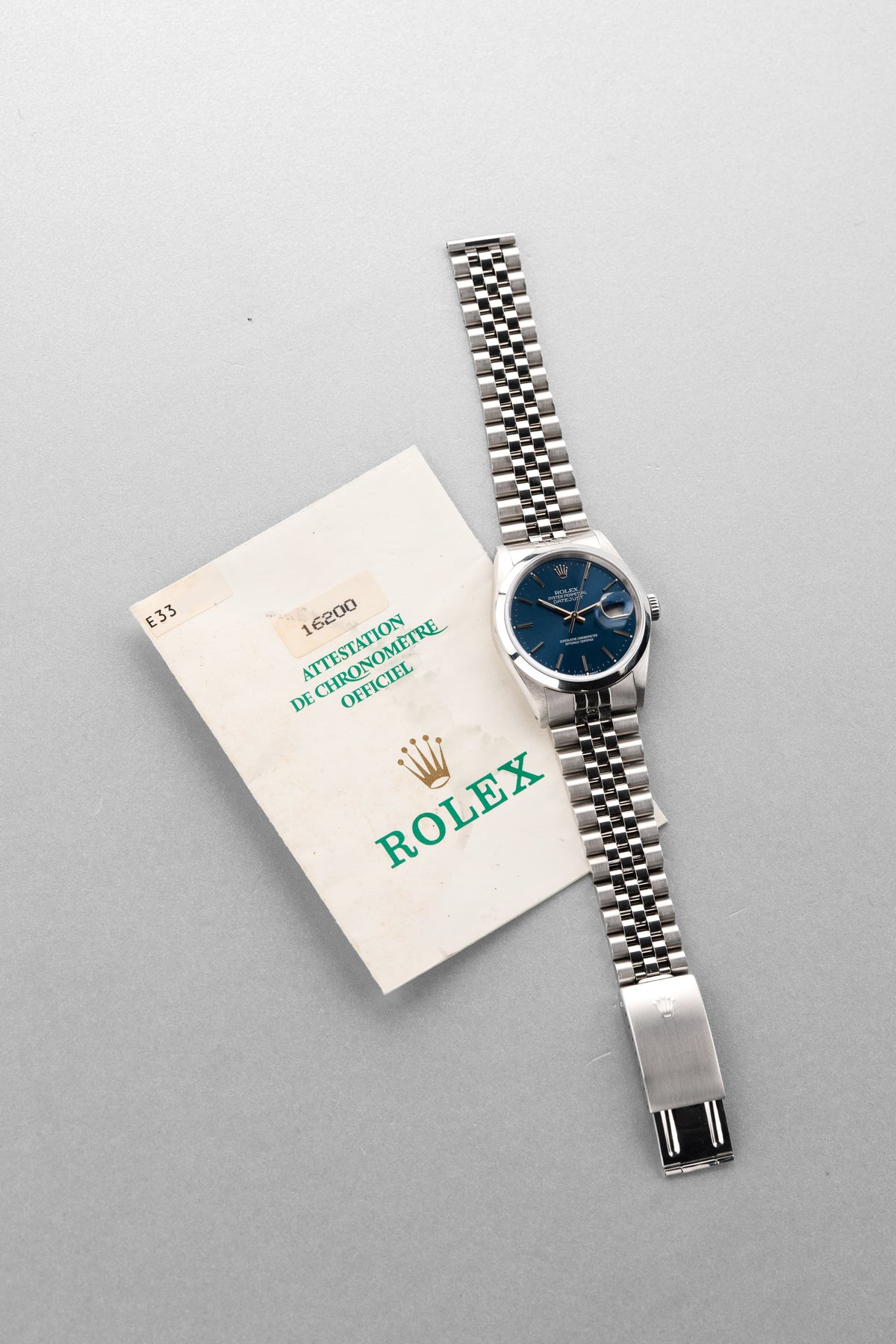 VSUY 1990 Rolex Datejust Ref. 16200 in Steel – Blue Dial + Original Warranty - Set