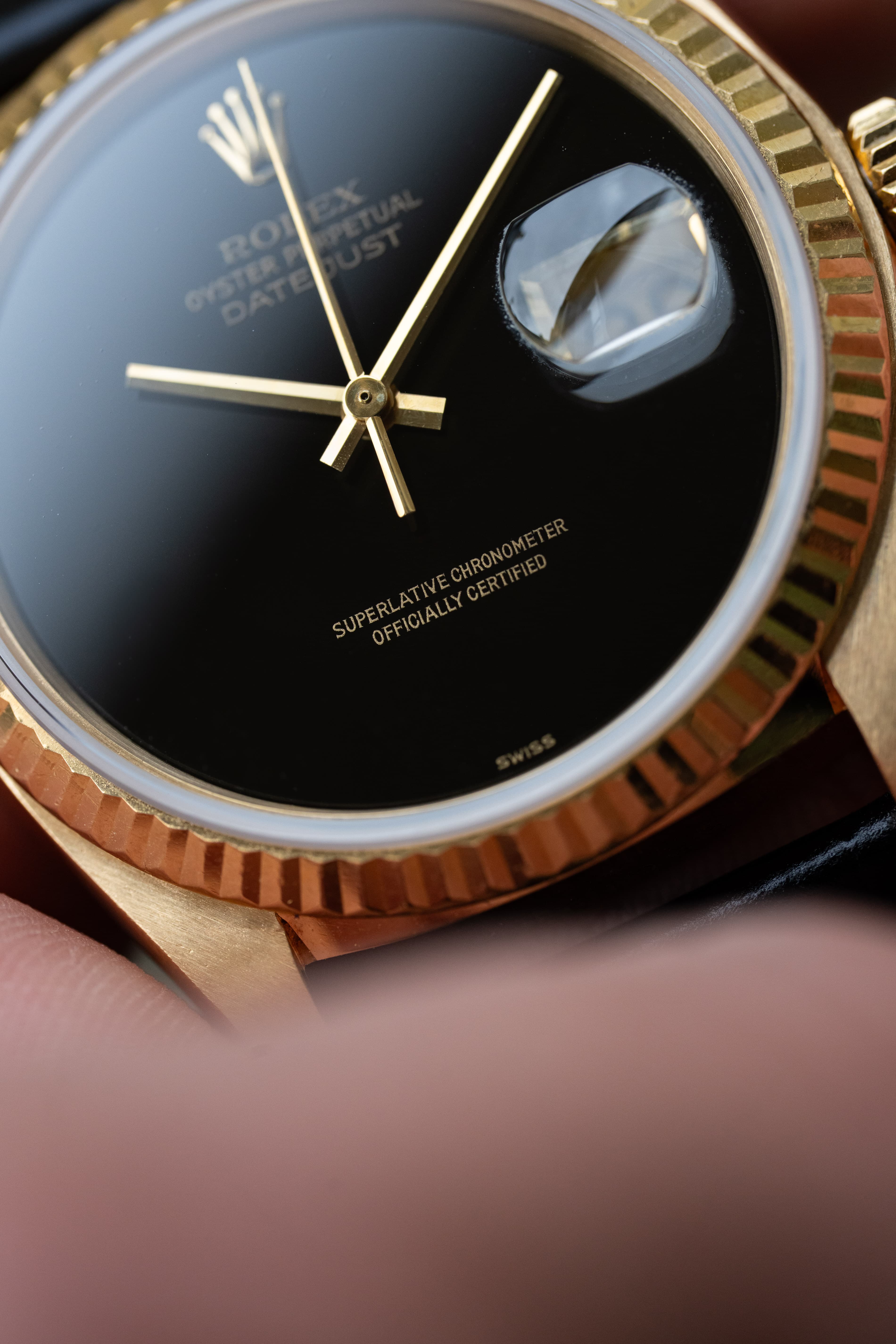 WJ8H Superba Rolex Datejust ref. 16018 in oro giallo del 1983 – Quadrante Onyx «SWISS Only» - Quadrante