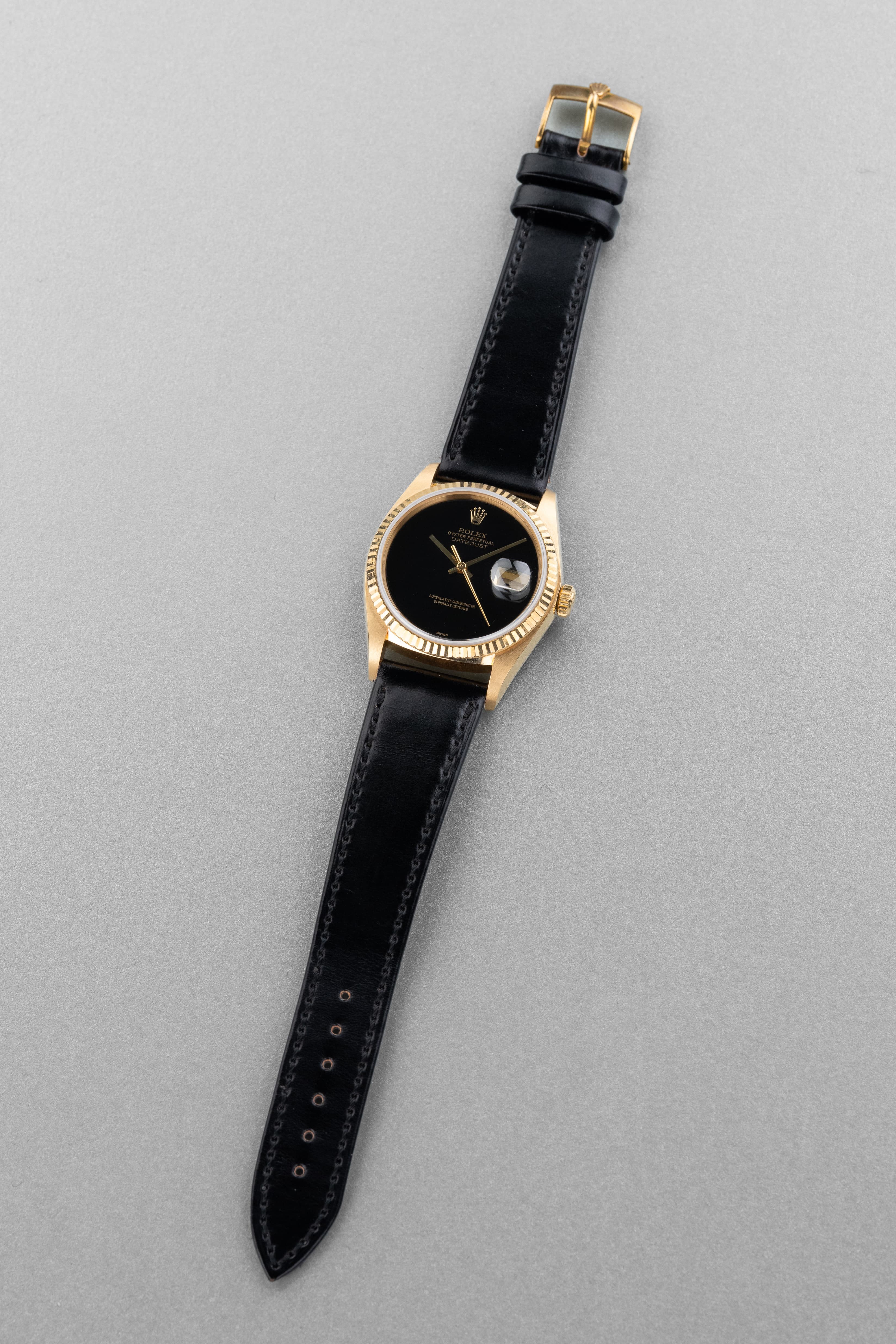 WJ8H Superba Rolex Datejust ref. 16018 in oro giallo del 1983 – Quadrante Onyx «SWISS Only» - Panoramica