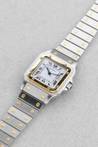 WXKV Cartier Santos Carrée réf. 2961 en acier et or jaune, circa 1985 - Three Quarters