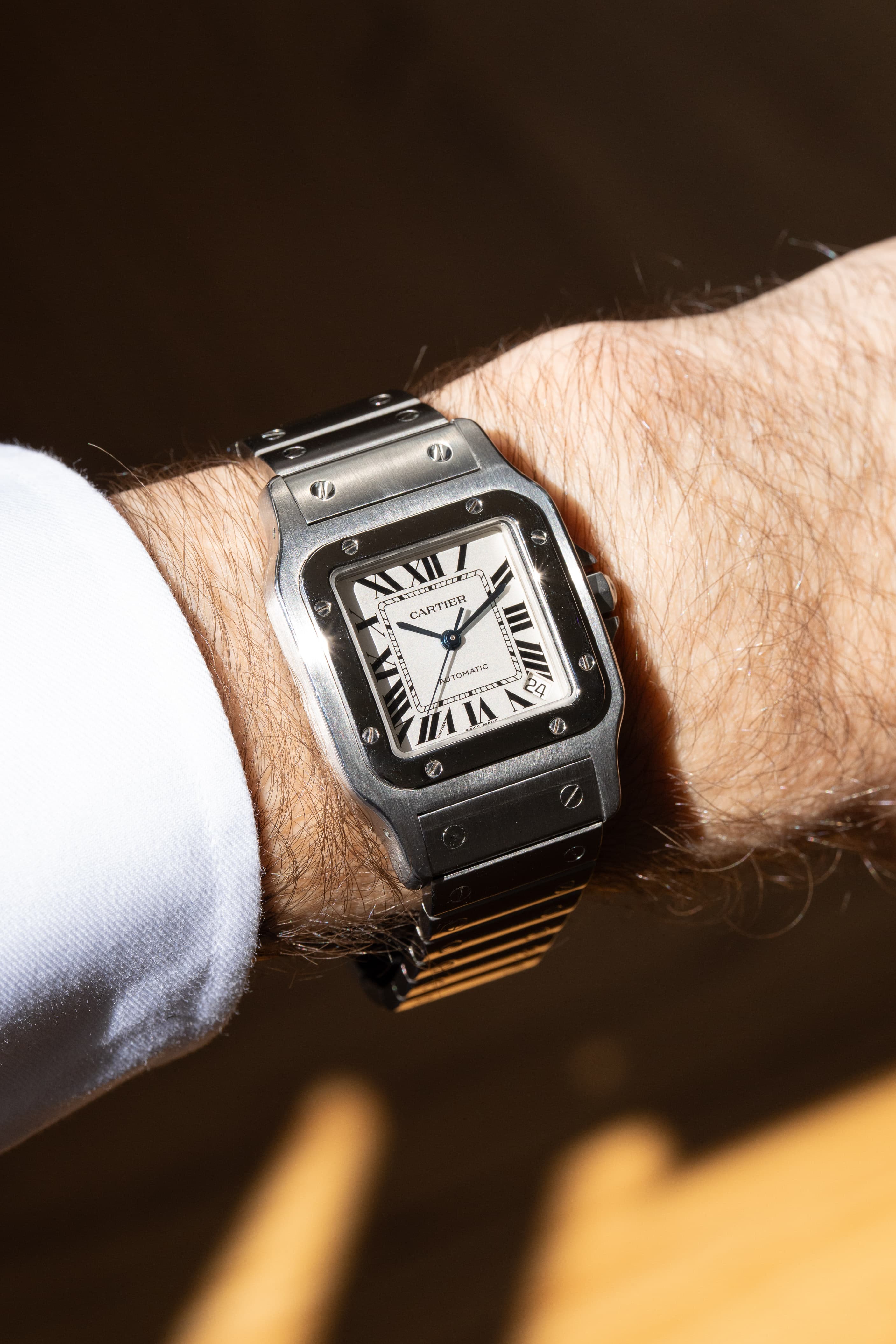 WXQP Cartier Santos Galbée XL réf. 2823 en acier de 2017 – Full Set - Wristshot