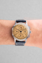 WZYF Rare Universal Genève Dato-Compax Chronograph Ref. 22530 “Jumbo” in Steel, circa 1942 – Never Polished - Wristshot