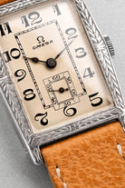 XRCC Superb and Rare Rectangular Omega “Jumbo” in Silver, circa 1929 - Dial