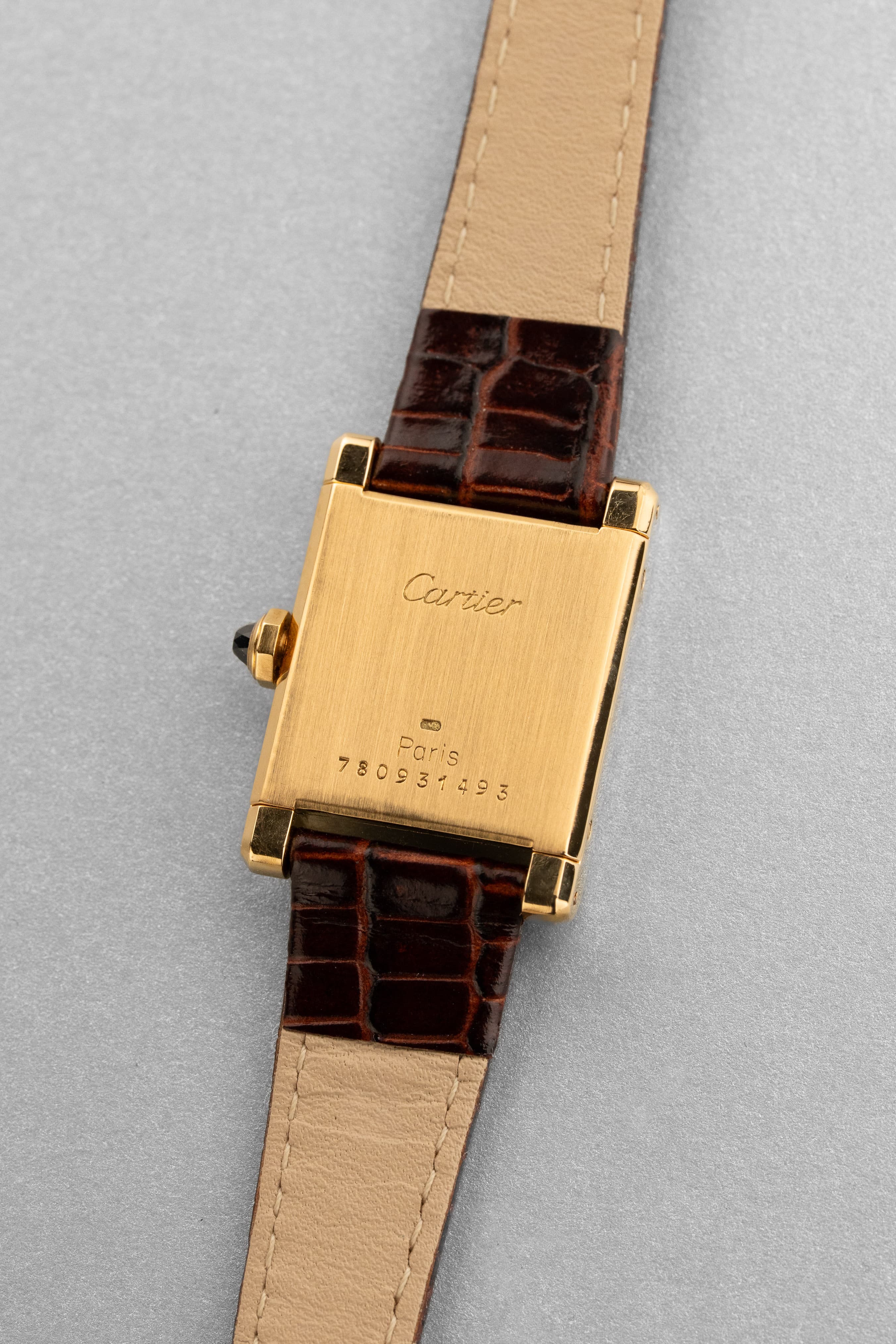 Y2PF Cartier Tank Normale réf. 78093 en or jaune, circa 1975 – Cadran « PARIS » - Back