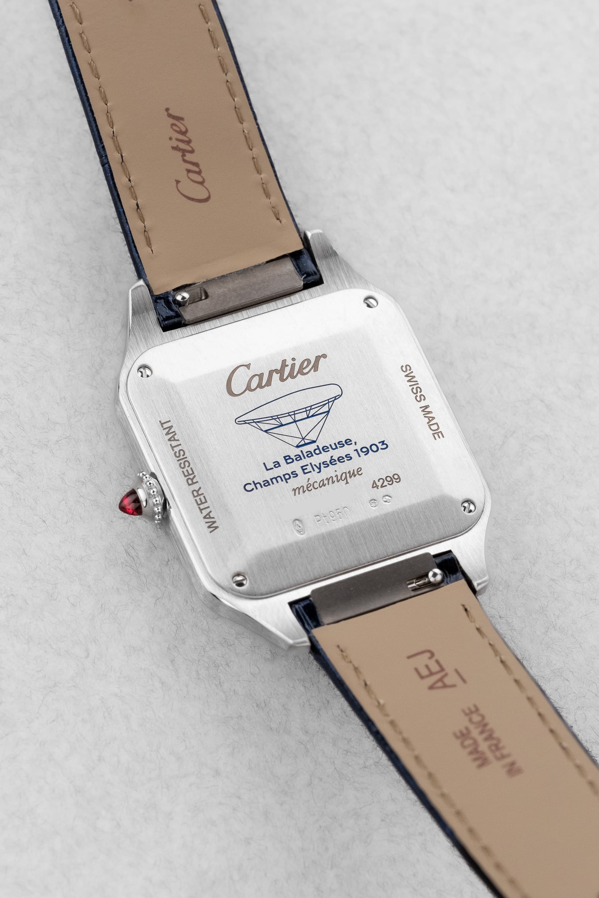 YSVF Cartier Santos-Dumont en Platine et Aventurine bleue, Édition limitée « La Baladeuse », neuve de 2025 - Back