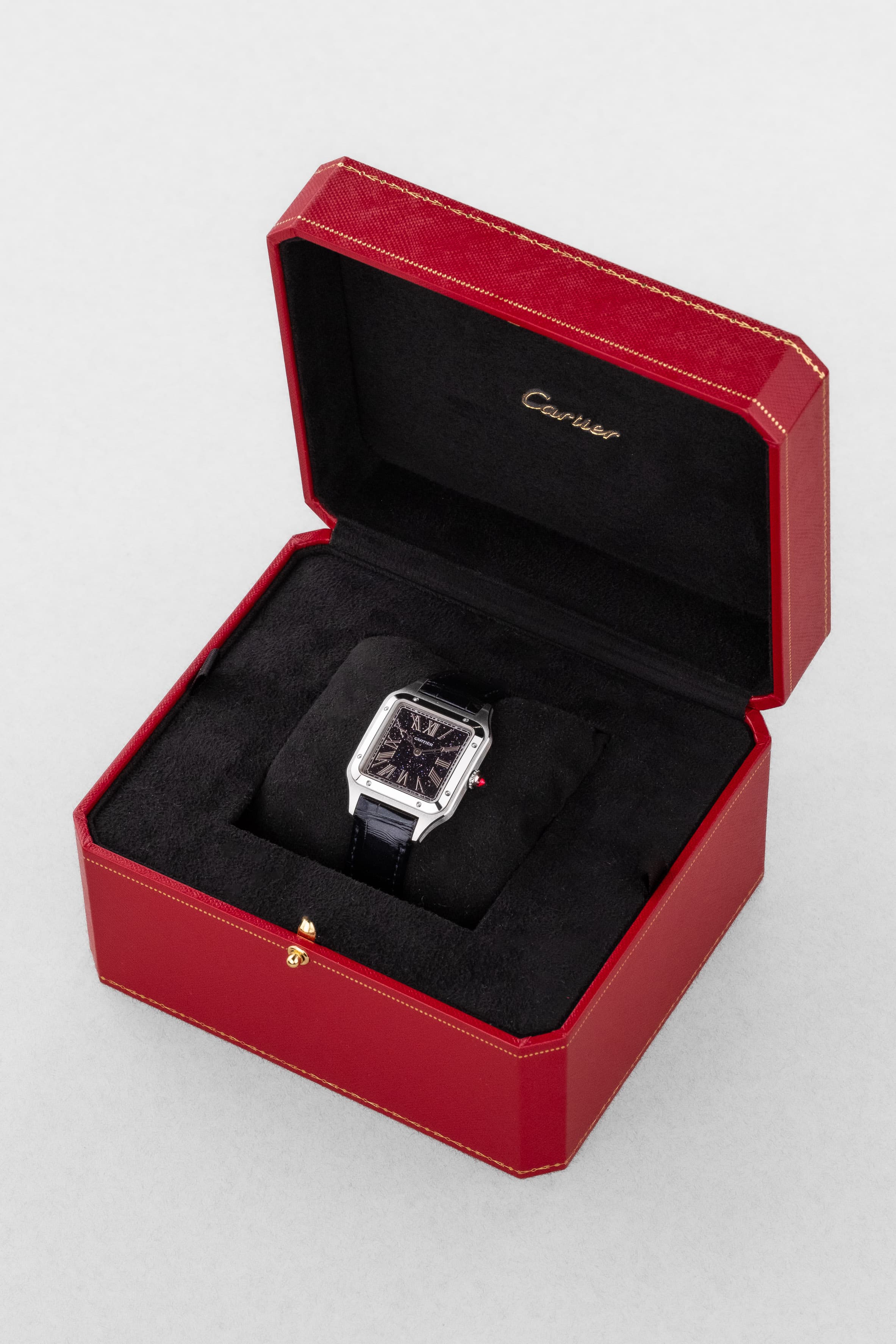 YSVF Cartier Santos-Dumont en Platine et Aventurine bleue, Édition limitée « La Baladeuse », neuve de 2025 - Box