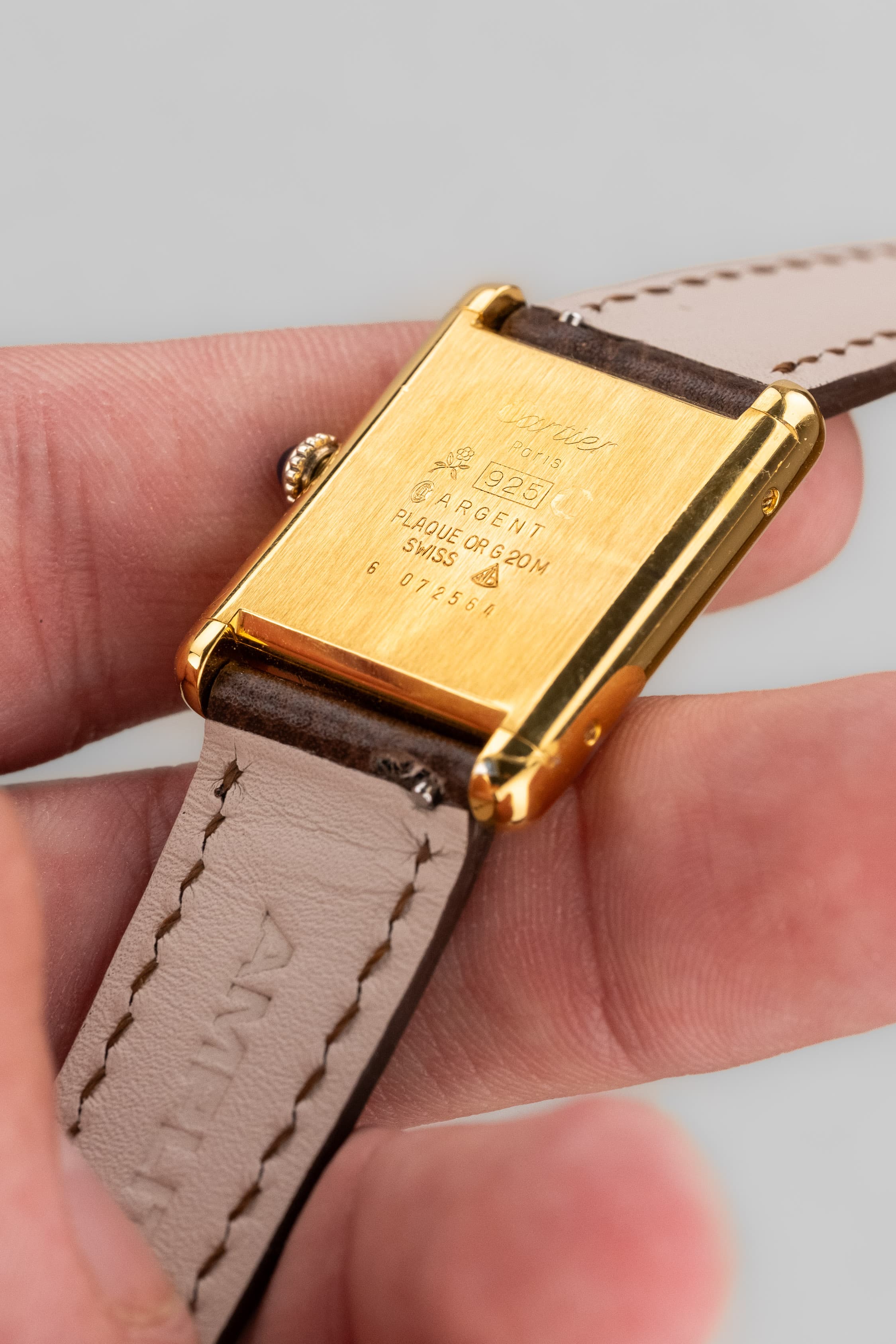 Z55B Cartier Tank Must Mécanique GM 6 « Wood/Turtle/Tortoiseshell Dial » - Back