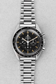 K2XS Omega Speedmaster Moonwatch « Long S & R » réf. 3590.50/145.022 circa 1990 – Patine + Bracelet 1450 - Front